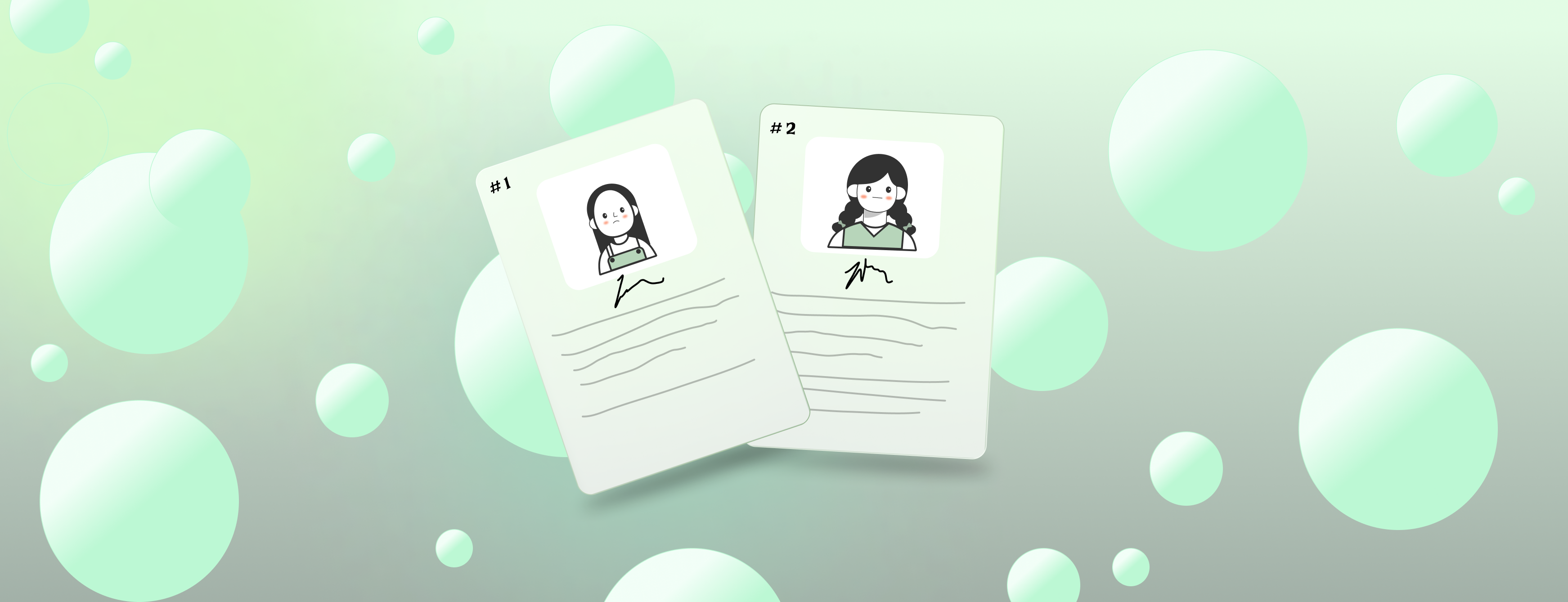 banner image that consists of two cards that represents two personas